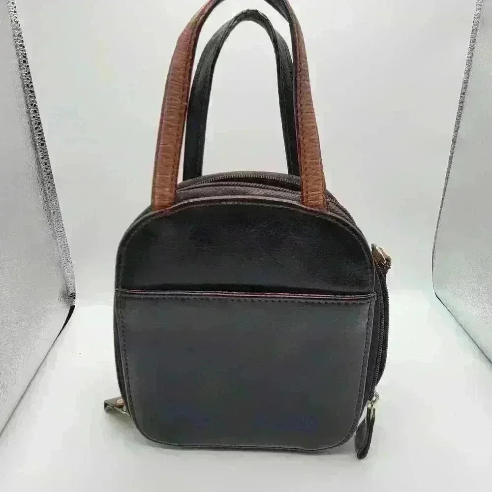VTG Bellerose Leather Purse Two Tone - Black/Brown Compact W/ Pockets Compartmet - Picture 10 of 16